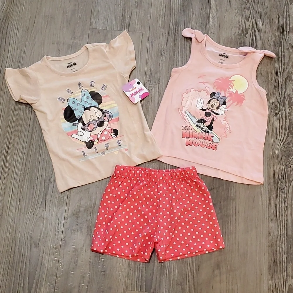 Disney Junior Minnie Mouse 3 Piece Beach/Summer Matching Set Size 5